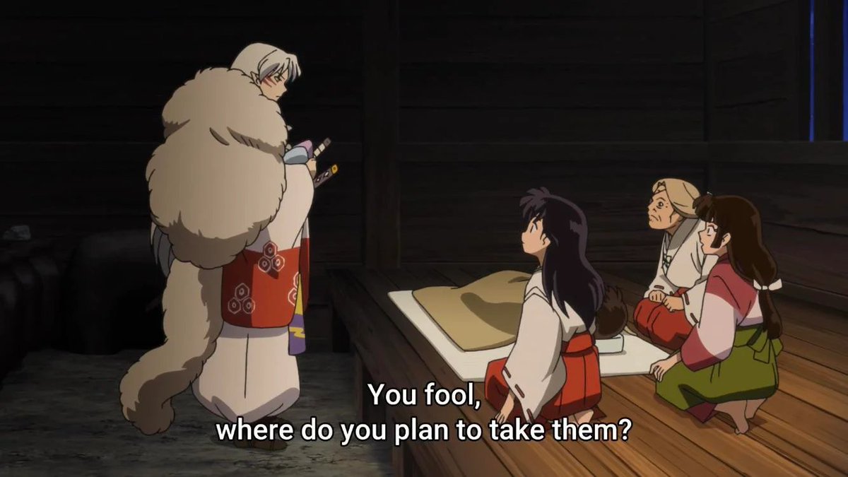After Zero escapes, Sesshomaru rushes to get his daughters & take them somewhere safe without explaining to anyone (not even his wife, Rin) where he was taking them. On his way out, Sesshomaru is attacked by Yoka (Who Zero sent to kill the babies). +