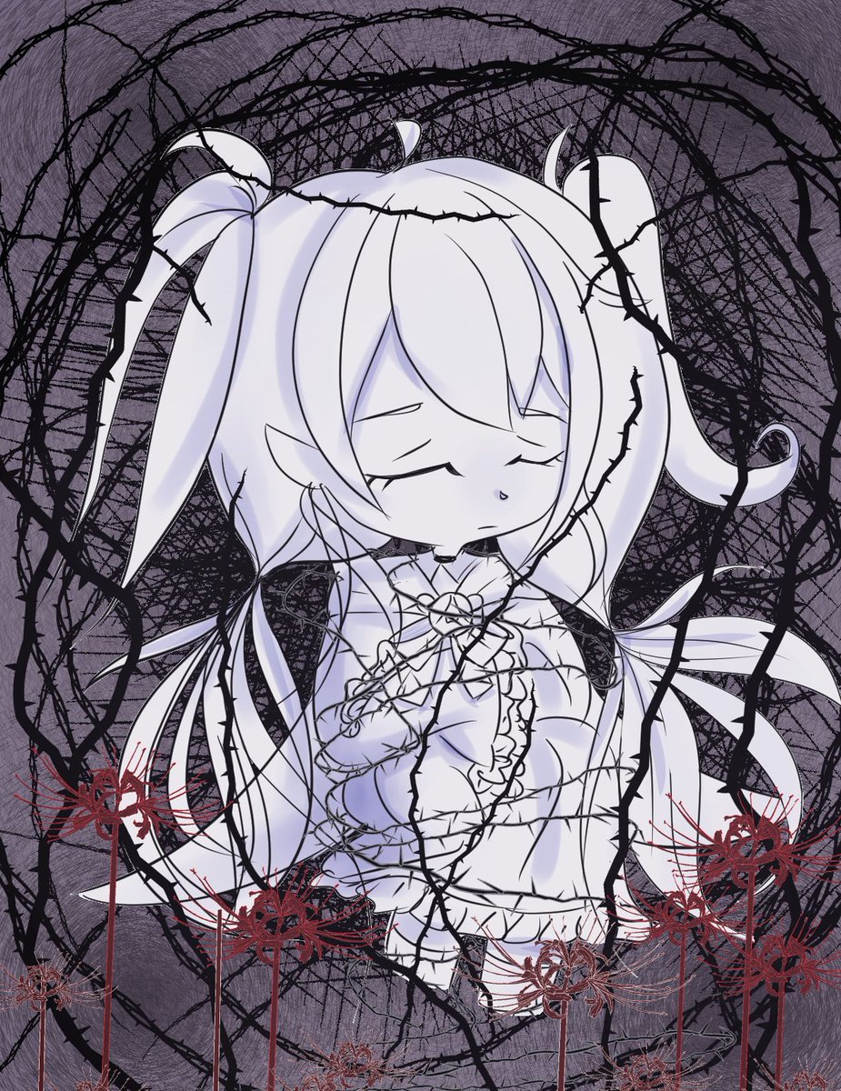 LiliettePiffle's tweet photo. Many moons ago before I was the Queen of the underworld. I laid in slumber within the forest of thorns awaiting for my awakening...#vtuber #envtuber #lore #thorns #slumber #digital #darkness #loreinprogress https://t.co/MHqT01y2fo