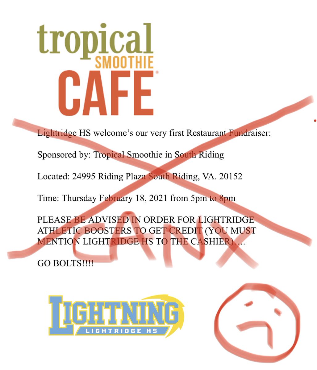 ⚡️Fundraiser is cancelled for tomorrow (feb 18th) but we will reschedule for next week. Be safe⚡️☃️⚡️