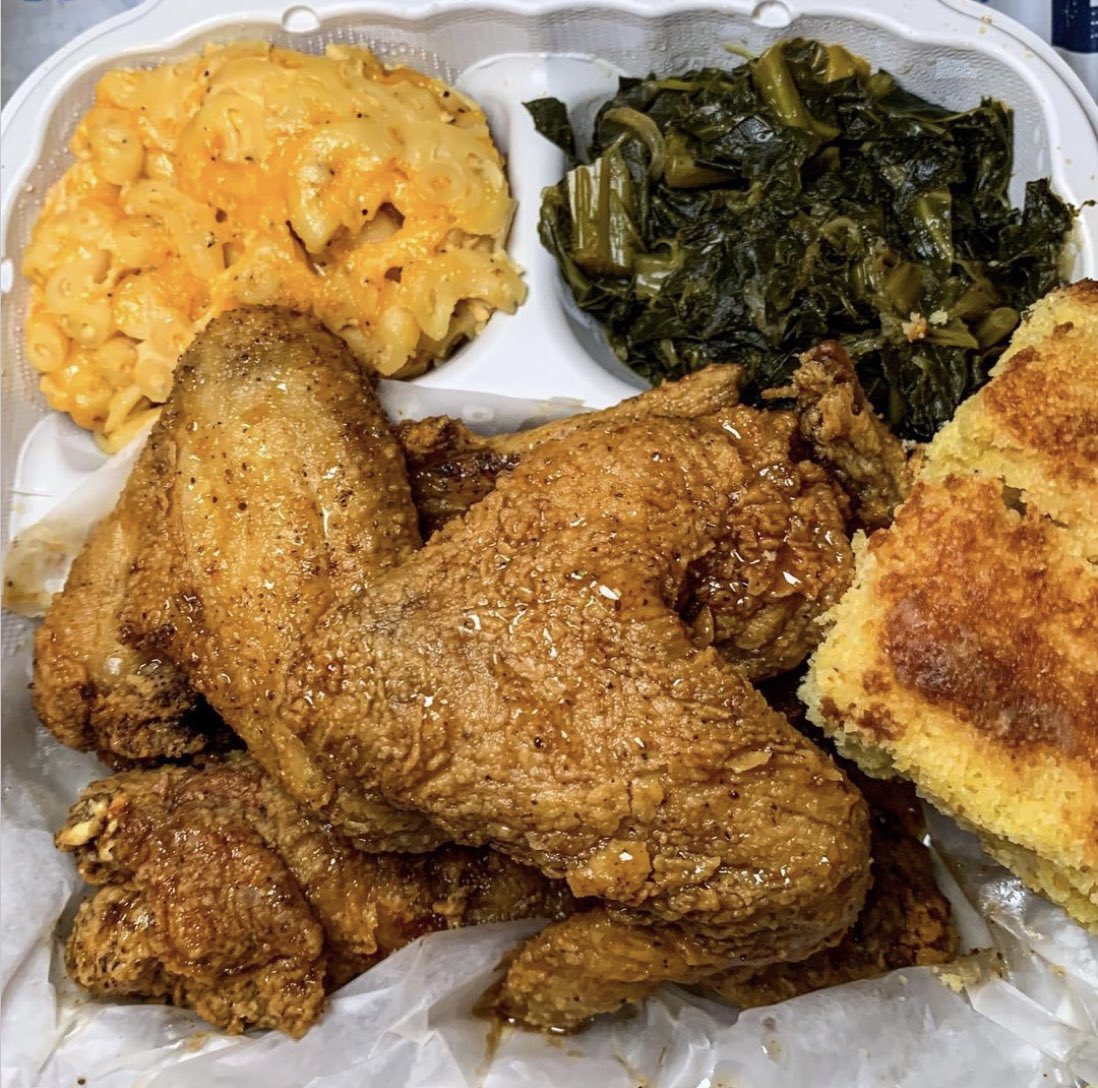 SweetPeaz Southern Kitchen1026 S Charles St, Baltimore, MD 21230Honey Old Bay Wings, mac & cheese, and greens