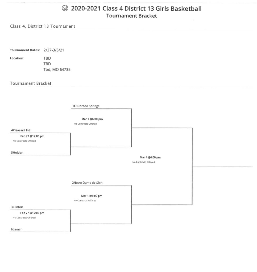 See bracket below for District Seeding.   Higher seed host.