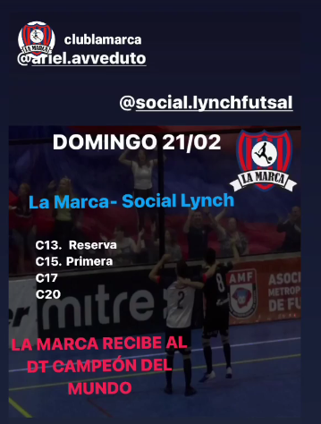 LynchFutsal's tweet photo. ⚽️ El domingo tenemos amistoso  
🙌🏾 Mirá cómo lo anuncia nuestro rival @lamarcafutsal 😍"𝓡𝓮𝓬𝓲𝓫𝓲𝓶𝓸𝓼 𝓪𝓵 𝓬𝓪𝓶𝓹𝓮ó𝓷 𝓭𝓮𝓵 𝓶𝓾𝓷𝓭𝓸"
👏🏾 #RivalesNoEnemigos https://t.co/3334YeMCWJ