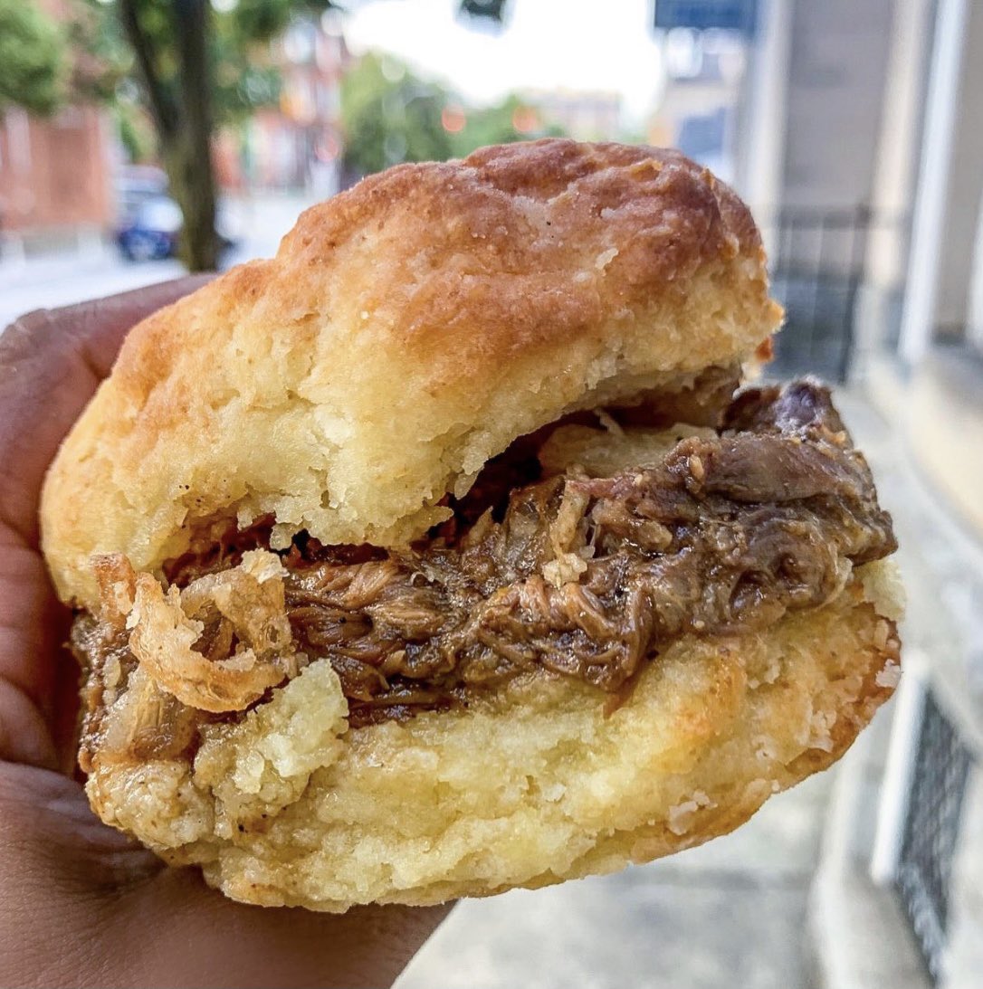 Blacksauce Kitchen Order in advance online and pickup on the weekends at 2600 N Howard St, Baltimore, MD 21218BBQ Lamb Biscuit