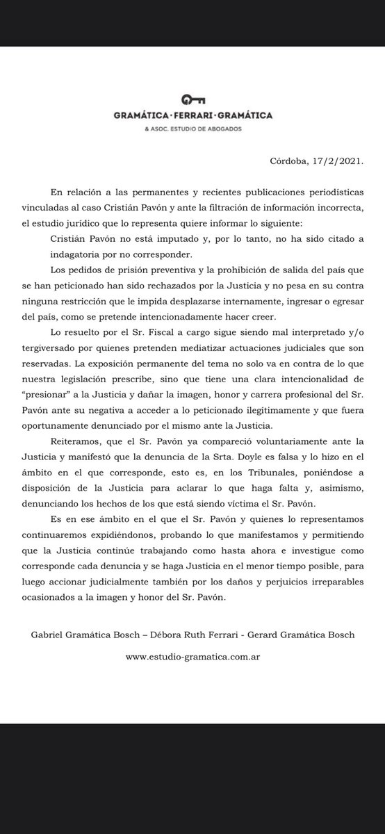 HIDALGODEPORTES's tweet photo. Basta de Mentiras. Comunicado de los apoderados legales de Cristian Pavon. https://t.co/9egexCvw03