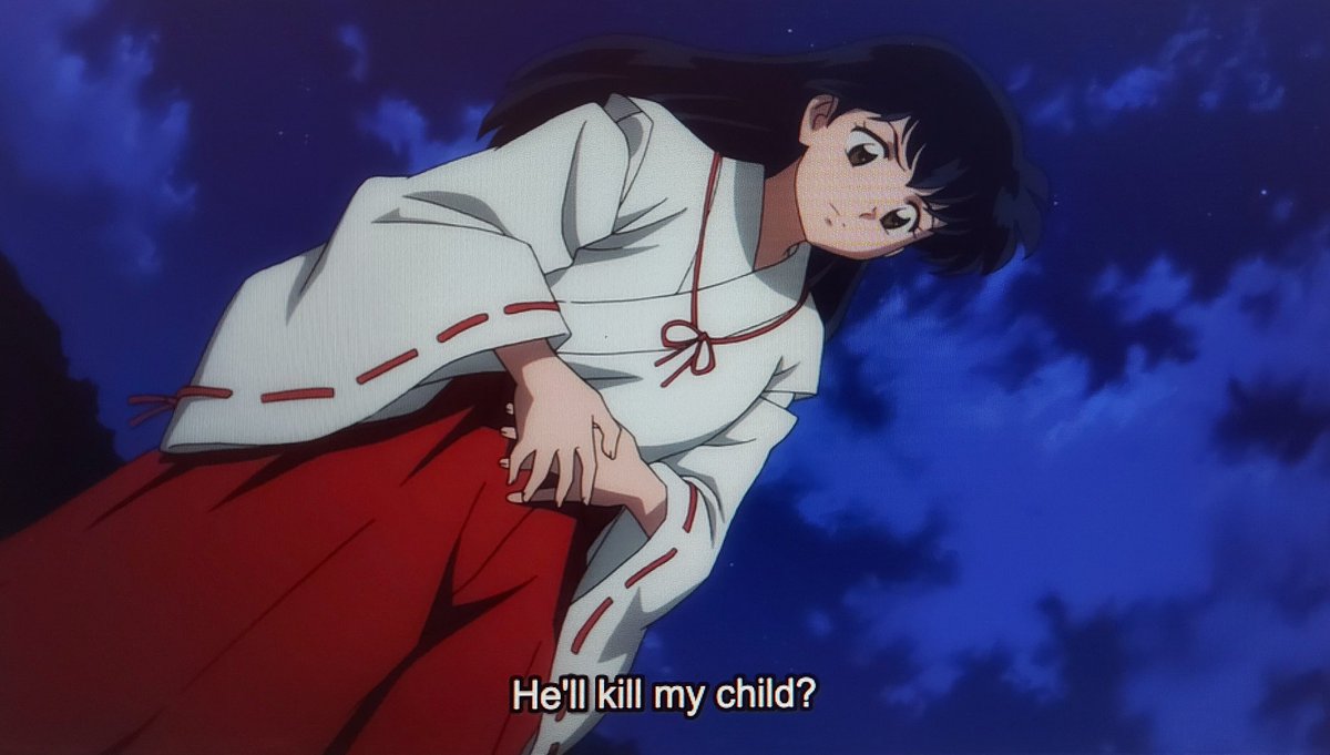 Here Riku tells Kagome the worst thing for a mother, that some1 want to kill her child (and husband).Just see the sheer terror in Kagome's eyes & how she protectively puts her hand on her belly. +
