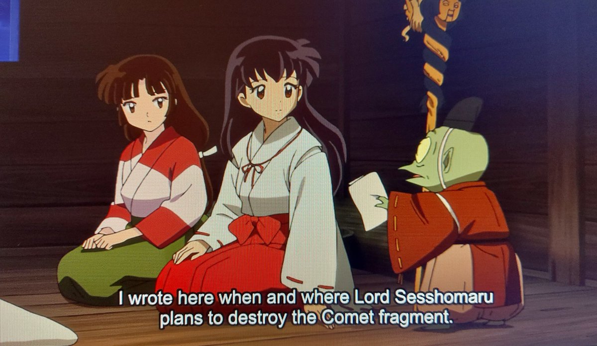 Then after Sesshomaru takes his daughters away, Jaken leaves Kagome a note of Sesshomaru's plans to deal with the comet. It is fair to say while Sesshomaru & Inuyasha might not be close brothers, they care for each other in their own way +