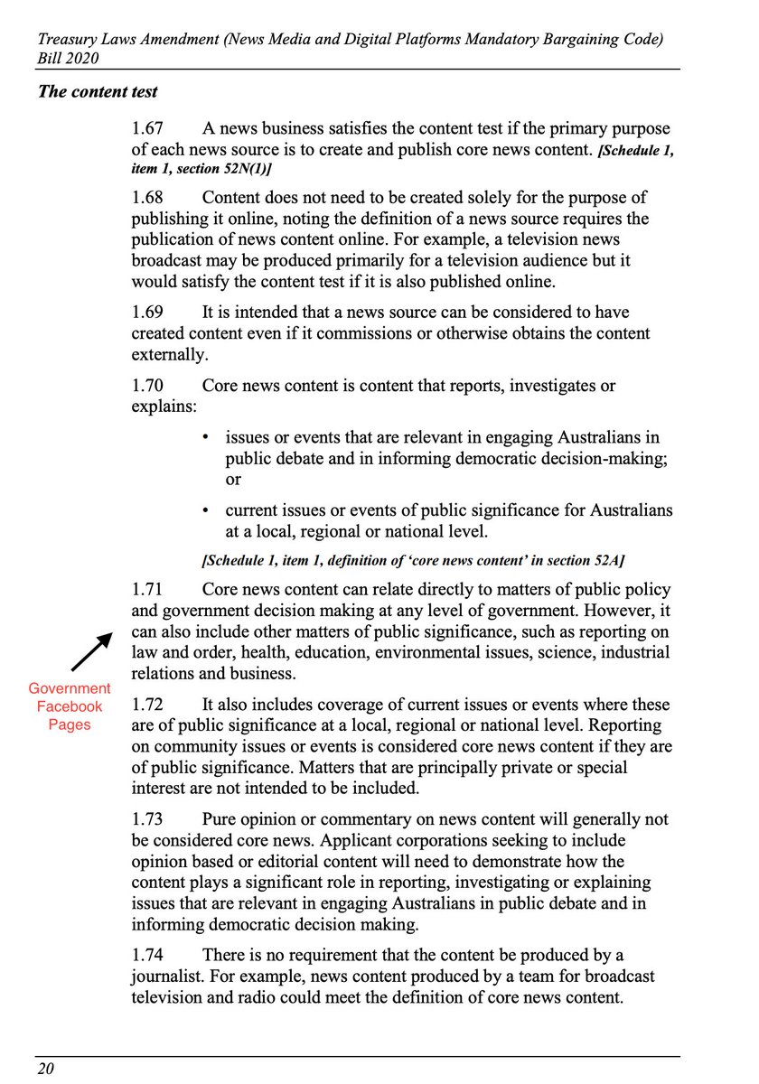 SilkCharm's tweet photo. GOVERNMENT LISTED THEIR PAGES AS NEW/MEDIA CONTENT. WTF they listed themselves under the content test? For income or was this just crappy legislation? This is from the Parliament website Media bargaining code. #AfairCode #facebooknewsban https://t.co/FzZf9HvjZg