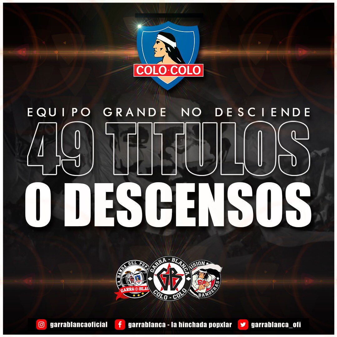 GarraBlanca_ofi's tweet photo. Partimos ganando ayer gracias a la gente, todos somos Colo Colo y de nosotros depende que vuelva a estar donde pertenece; mientras algunos ni si quiera festejaron el triunfo más grande de sus vidas ni despidieron a sus ídolos como merecían, nosotros alentábamos en las malas... https://t.co/X5ssqlNd9e