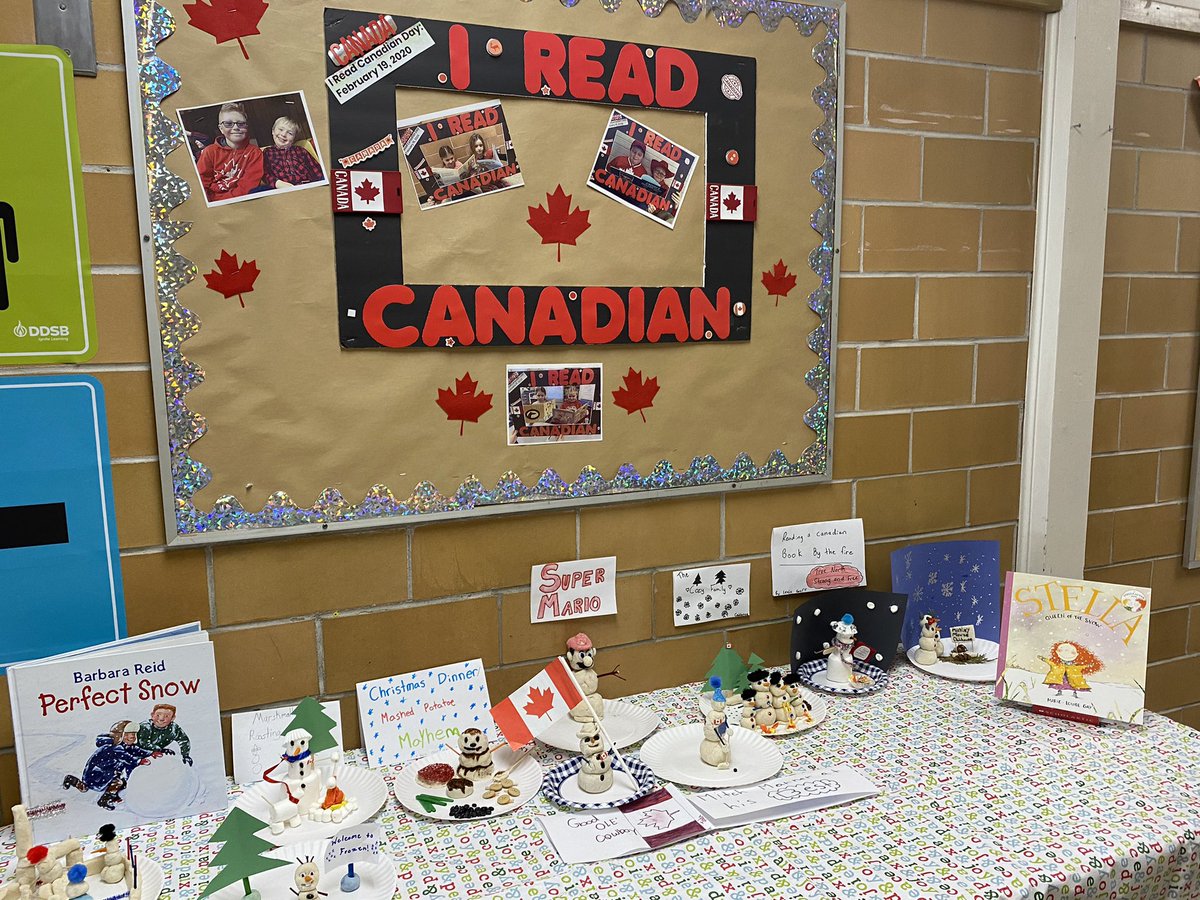 library_GPS's tweet photo. I READ CANADIAN - ONE SCHOOL, ONE BOOK. All teachers were gifted a Canadian ‘SNOW’ book. Then every student K- 6 participated in a STEM snowman making activity. Reading and creating=FUN #IReadCanadianDay @DDSB_STEM @1325craggrd @DDSBLibraries https://t.co/DbNvsDMWQ1