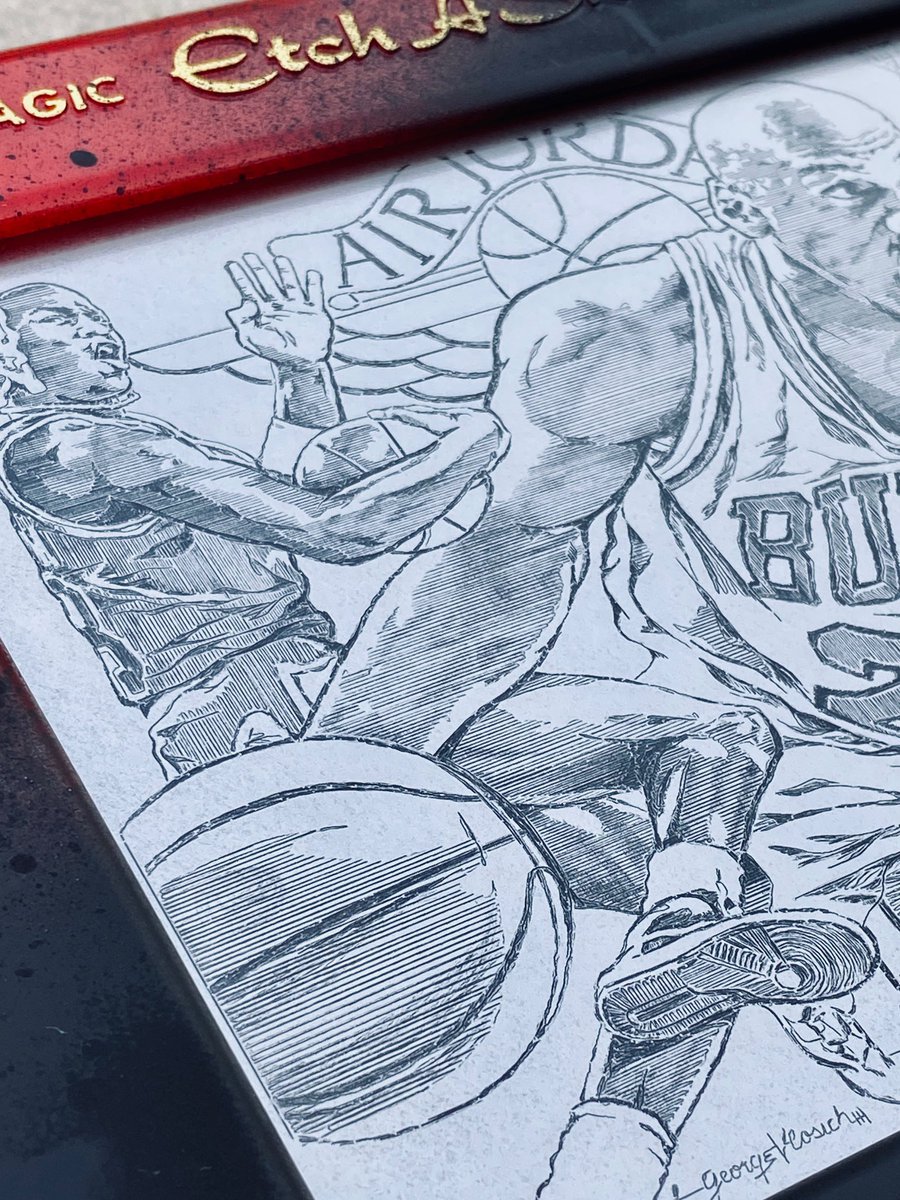 In honor of Michael Jordan’s birthday we are excited to unveil George’s brand new MJ Etch A Sketch artwork! 

Like MJ, there is only one of these in the World! It took over 100 hours to create and was done with two knobs and one continuous line! 

RT to pay tribute!