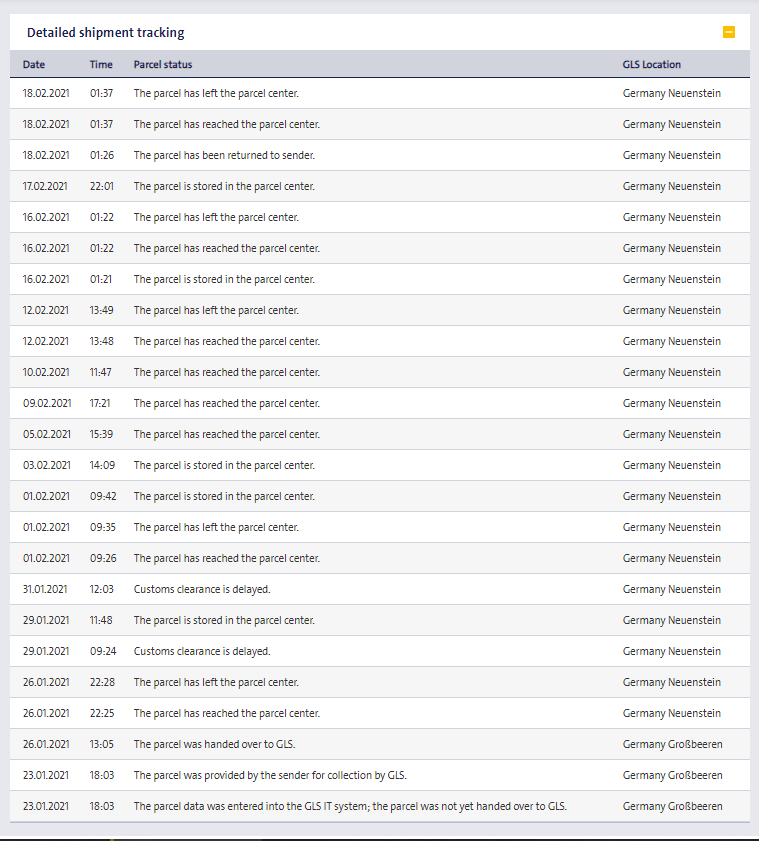 AlanPearson91's tweet photo. @GLS_Germany I have had no reply to the ticket sent via customer service and have almost waited 4 weeks for my parcel to not leave its location when checking tracking. Where is my parcel? https://t.co/yRunwtWLKb