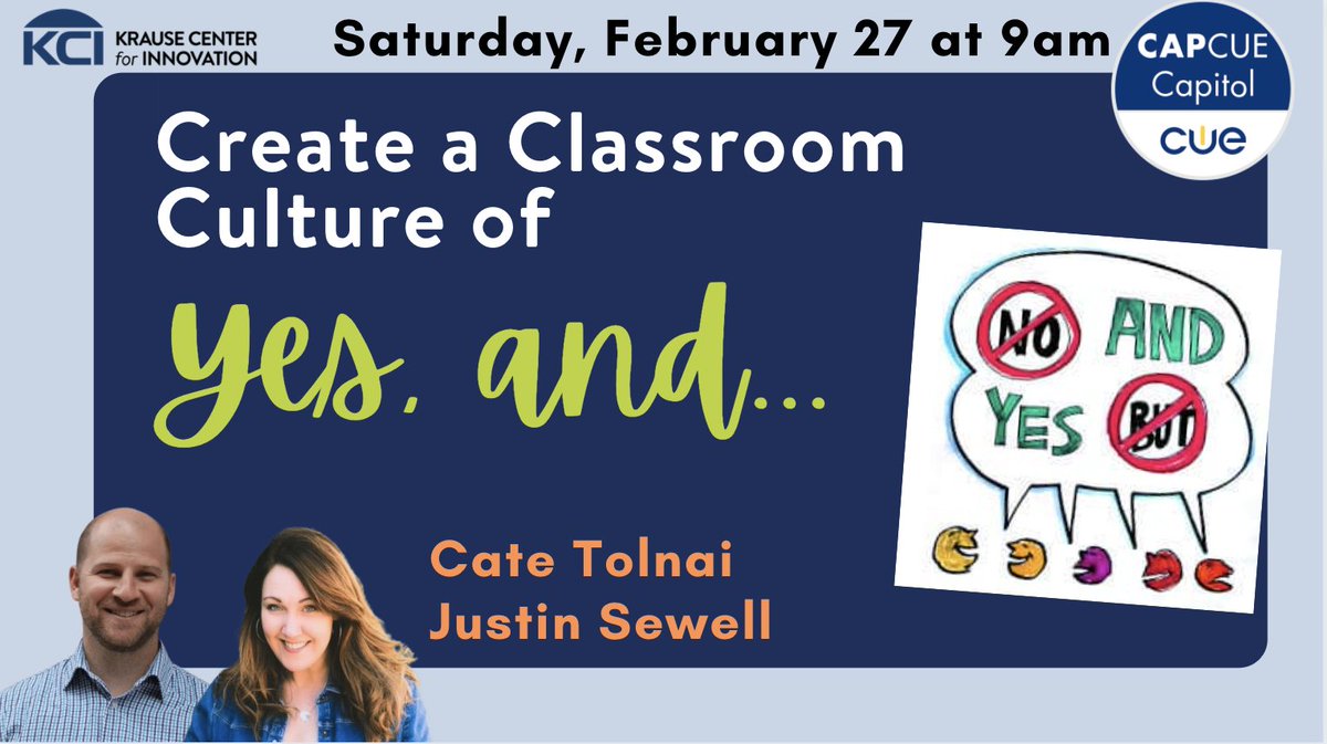 CateTolnai's tweet photo. We're bringing some #YesAnd mindset to @capcue -- #cantstopwontstop #capcue4life #kcitogether Will you be there?! We will! #bettertogether @bribriggs @John_Eick @creativeedtech @kshevy @edcampOSjr @sewelljteach @PamOien @innovatocreato @Mccriste @krausecenter https://t.co/3aTAAApqE1