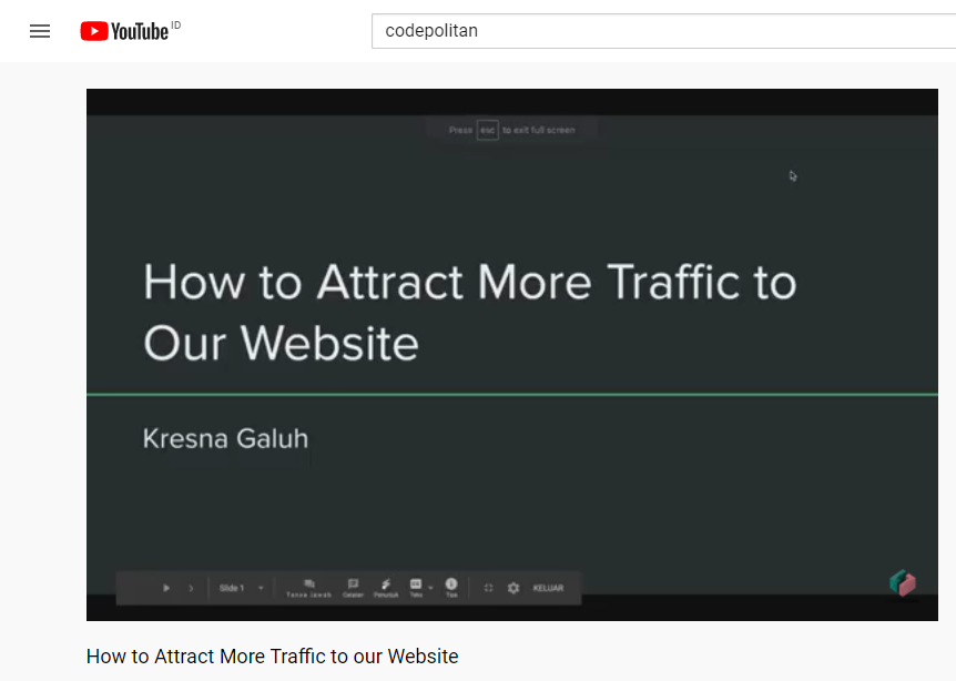 re_cloudid's tweet photo. Untuk yang kemarin tertinggal Workshop #2 , tenang aja..
Kalian bisa liat materi "How to Attract More Traffic to our Website" di Codepolitan YouTube Channel https://t.co/ObjnYsth39 https://t.co/r0E0wAUUS8