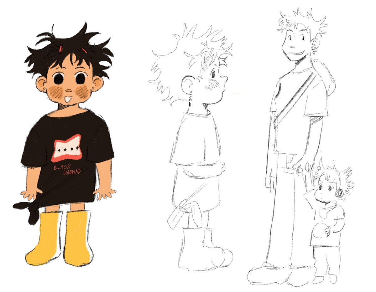 jadeleftpeters's tweet photo. Returning to this acc during a climate disaster to share my character exploration for children’s illustration class 🥰 story is abt a kid who wants to play her moms electric guitar https://t.co/YwrfJmuBMD