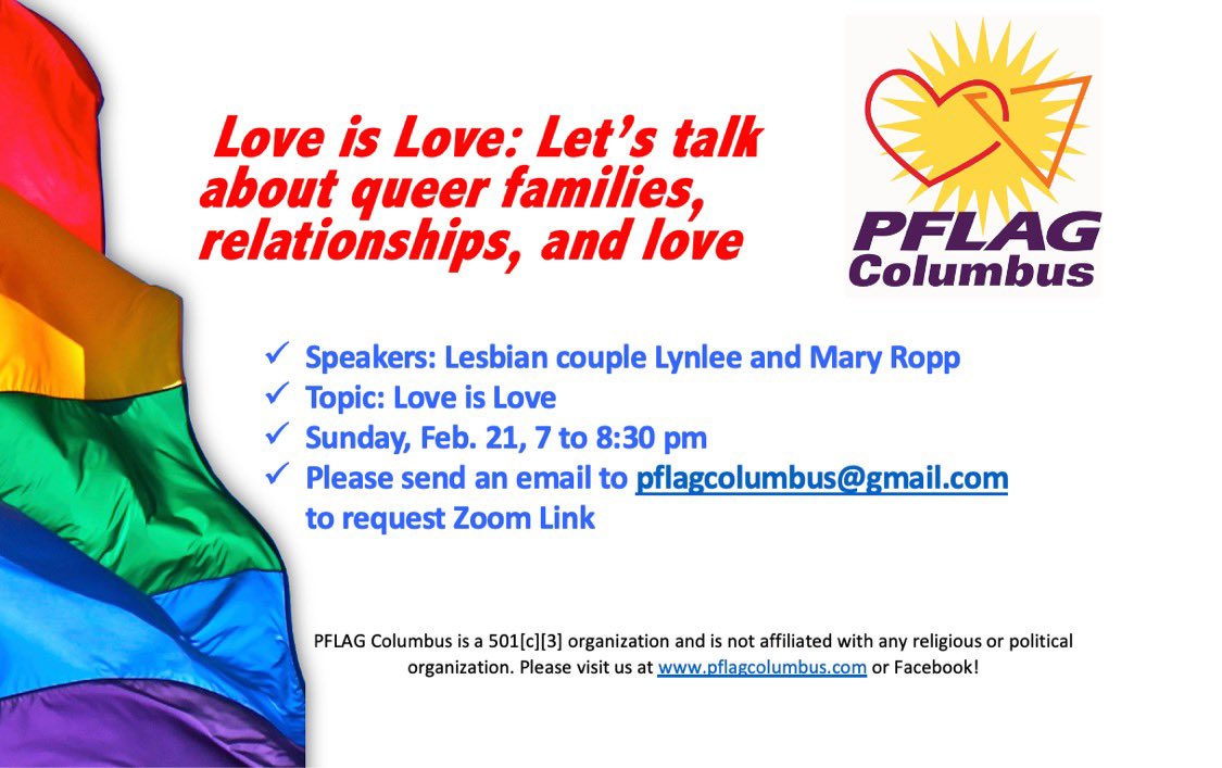 pflagcolumbus's tweet photo. Please join us!! #loveislove #pflagcolumbus #pflagrocks ❤️🙌🏻🌈 https://t.co/dtVunzihub
