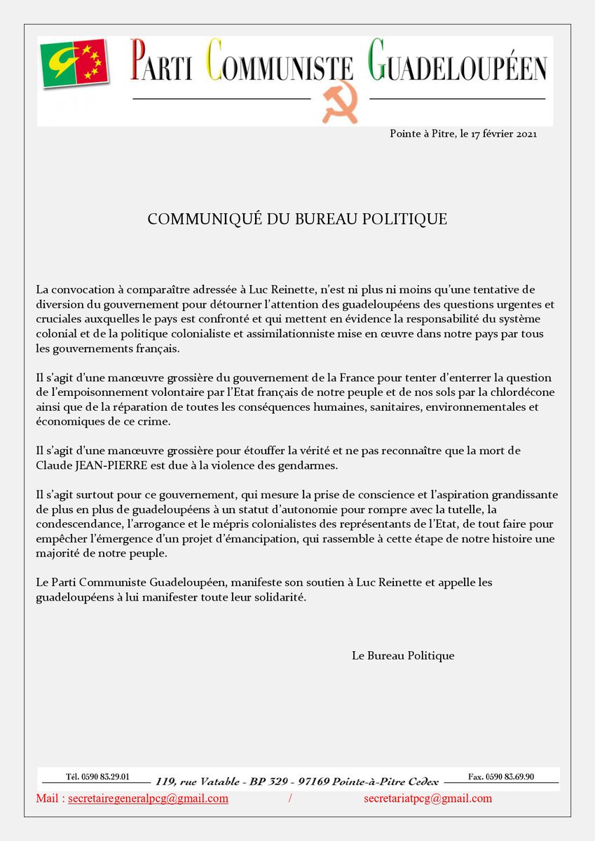 PCG Parti Communiste Guadeloupéen tweet media