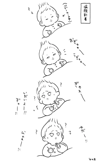 予防接種の為病院に着いた後の娘の様子が可愛い。

不穏な空気を察してる…?? 