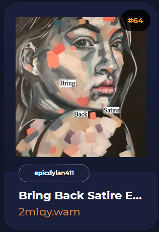 Just got my hands on a few "Bring Back Satire" #NFTs from <a href="/thomasdylandan2/">epicdylan.base.eth</a>. I cant begin to explain how excited I am to own these! 

#NFTartist #nftcollector #cryptocurrency #CryptoNews