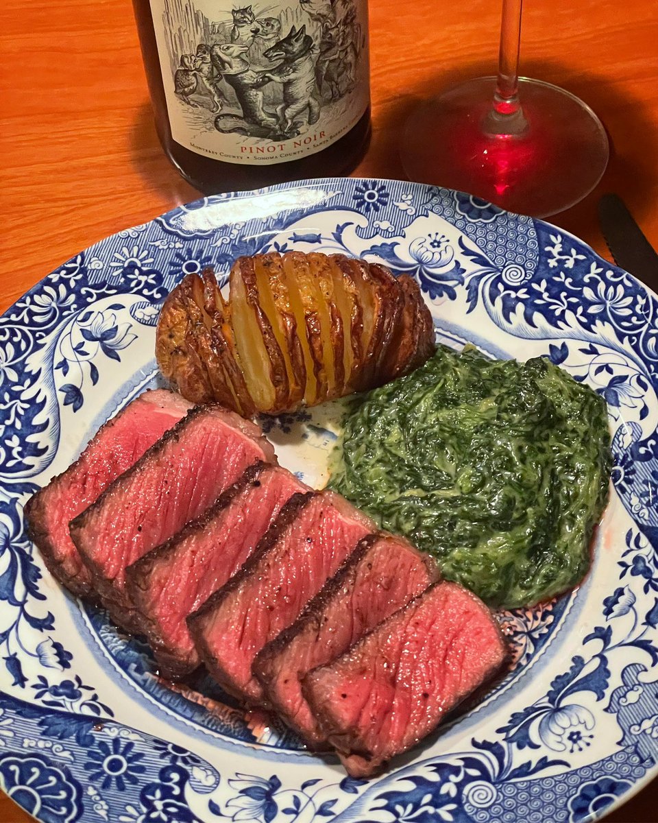Reverse seared a <a href="/CABcattle/">Certified Angus Beef Cattleman Connection</a> NY Strip from <a href="/debragga/">debragga</a>. 35 minutes in a 275F oven until I hit 100F internal followed by a searing in cast iron. 115F is my rare.