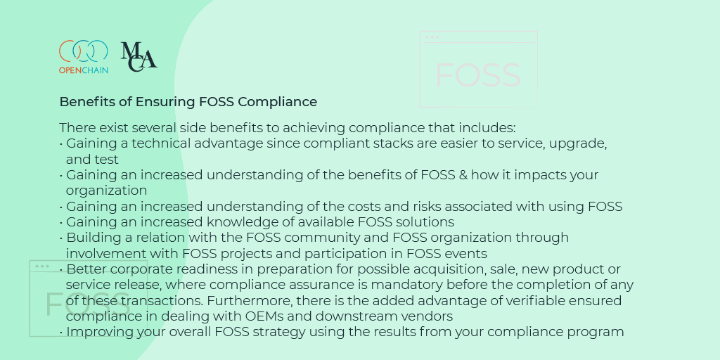 mcalawfirm's tweet photo. #Benefits of Ensuring #FOSS Compliance
An opportunity for all #OpenChain &amp; #OpenSource Compliance professionals &amp; enthusiasts to come together and discuss various aspects of FOSS Compliance. Join @mcalawfirm &amp; @openchainproj for the  India WG Meetup on 19th Feb, 2021. 
#events https://t.co/mqcdV0No3q