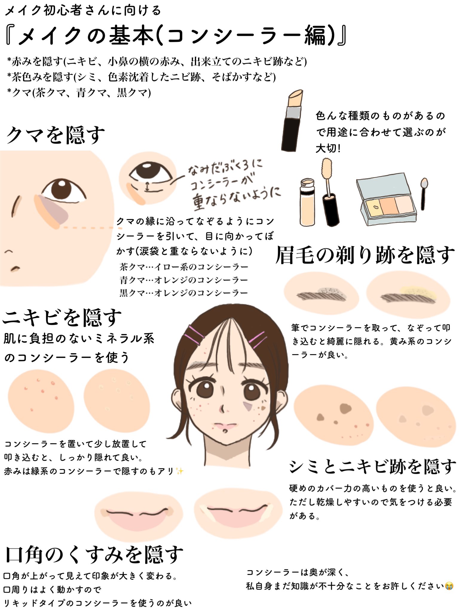 エノ これからメイクを始める方へ ベース コンシーラー編 です 春から大学生 社会人になる皆様や それ以外の方にも是非参考にしてみて欲しいです T Co Lpfnvcjzuc Twitter