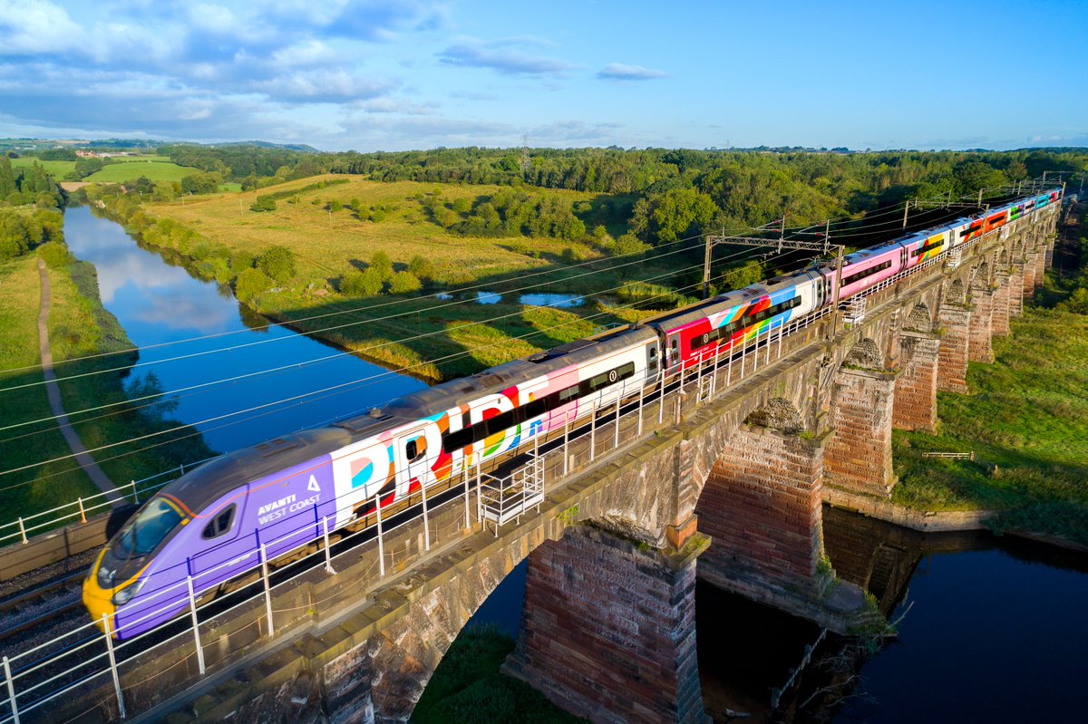 [4/8] Now we're talking! The aptly named 'Progress' train by  @AvantiWestCoast is covered in the Progress Pride Flag colours, which combines the colours of the Philly flag with the transgender pride flag.  @AvantiWestCoast