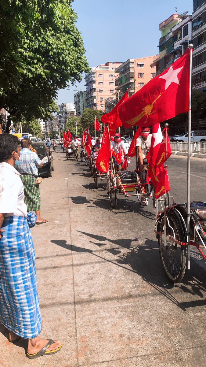 Even Rikshaw driver against Military Coup in Myanmar 🇲🇲#MYANMAR NEEDS DEMOCRACY #Yangon