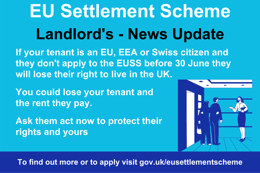 NewcastleCityCouncil (@NewcastleCC) on Twitter photo 2021-02-18 09:00:59 Are you a Landlord? Is your tenant an EU, EEA or Swiss national? Did you know they won’t be able to live in the UK after 30 June if they haven’t applied to the EU Settlement Scheme? Find out more at orlo.uk/oMkSi #ProtectYourRights Are you a Landlord? Is your tenant an EU, EEA or Swiss national? Did you know they won’t be able to live in the UK after 30 June if they haven’t applied to the EU Settlement Scheme? Find out more at orlo.uk/oMkSi #ProtectYourRights