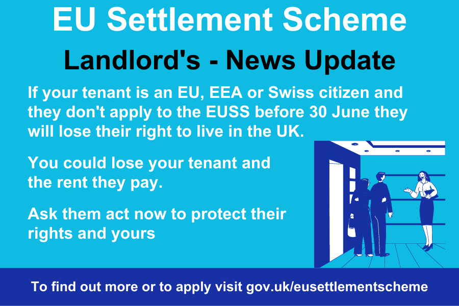 Are you a Landlord? Is your tenant an EU, EEA or Swiss national? Did you know they won’t be able to live in the UK after 30 June if they haven’t applied to the EU Settlement Scheme? Find out more at orlo.uk/oMkSi #ProtectYourRights