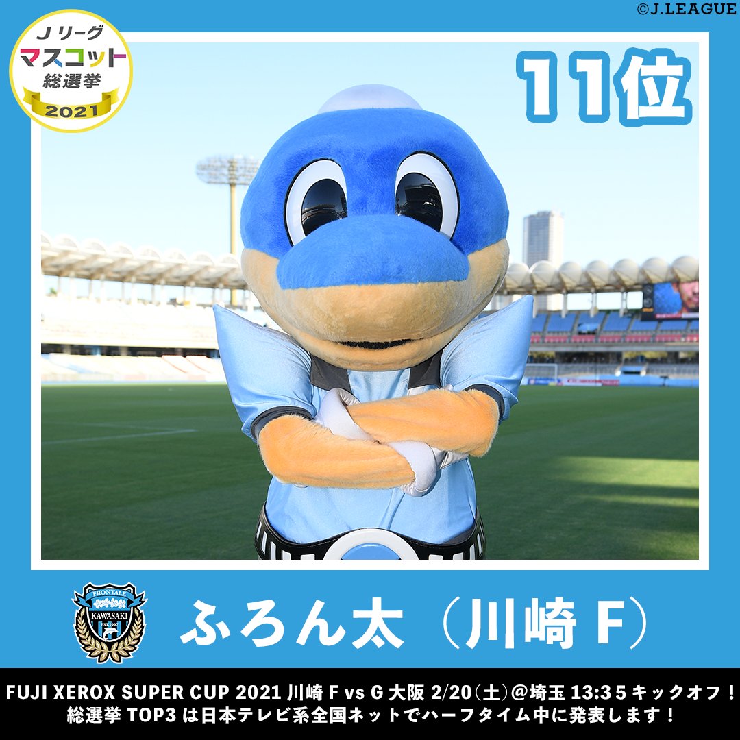 J_League's tweet photo. 🏆#Ｊリーグマスコット総選挙2021 🏆

結果発表‼️

11位：ふろん太（#川崎フロンターレ）
12位：ジュビロくん（#ジュビロ磐田）
13位：東京ドロンパ（#ＦＣ東京）
14位：レノ丸（#レノファ山口ＦＣ）

#Ｊリーグ
#Ｊリーグ開幕
#FUJIXEROXSUPERCUP2021

その他の順位は👇
https://t.co/5qZqMIaa9Y https://t.co/lfDAnLYCnh