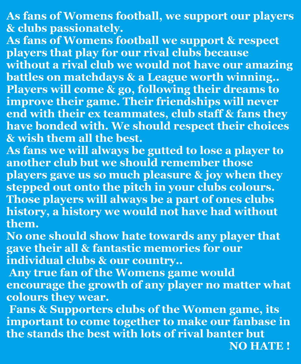 Blandie1's tweet photo. My club is @ManCityWomen &amp; I am a Fan of Women's Football. I have so much respect for any player that #DaredToDream no matter which club they play for. They all make our league awesome &amp; they work hard to bring us the game we now enjoy x #RespectAllPlayers https://t.co/90rpCo5zjZ