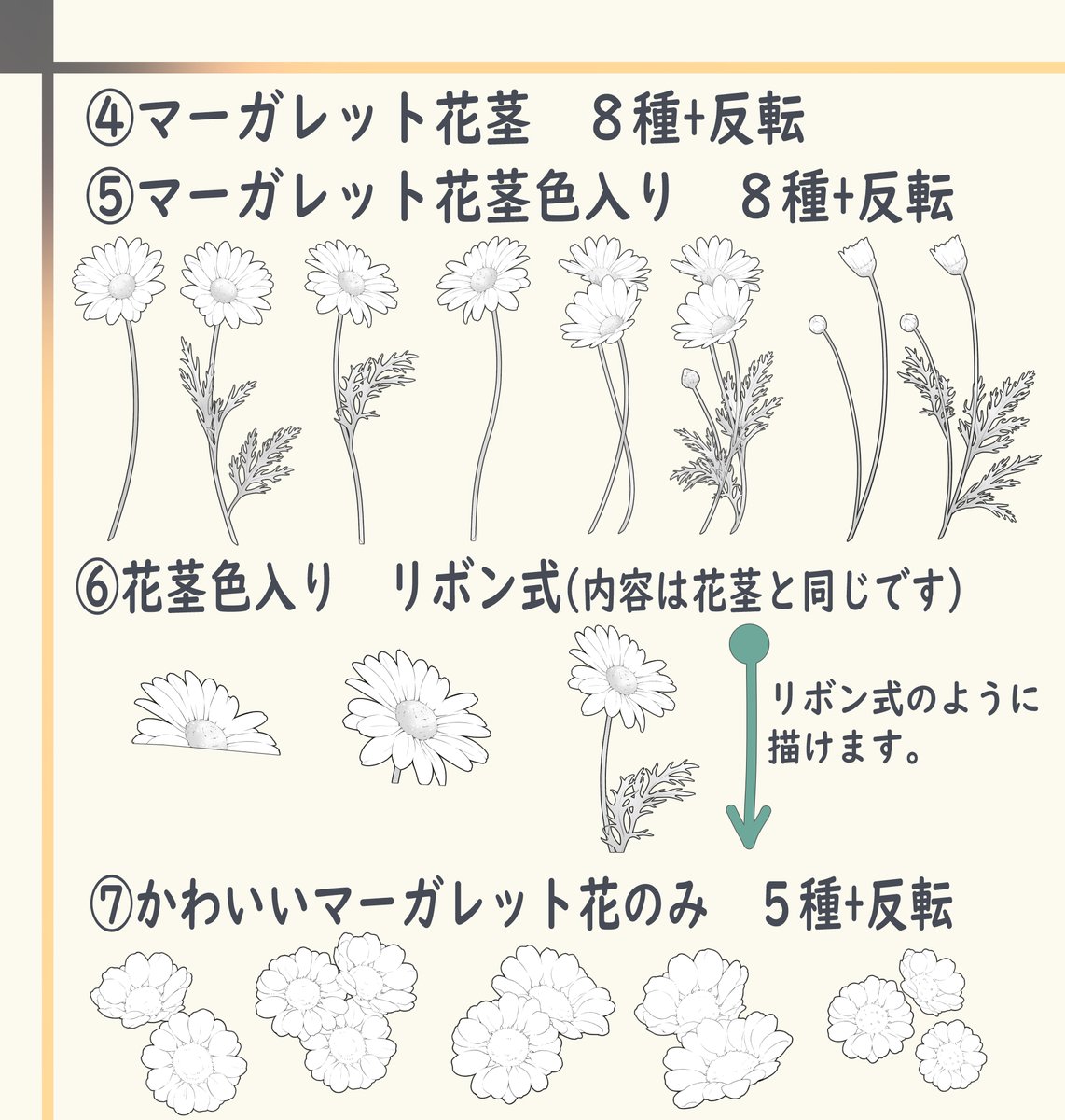 マーガレットブラシを作りました?
花や花束、背景の効果にも使えるかなと思います!
どこかで使っていただけましたら嬉しいです!
よろしくお願い致します。
https://t.co/KeqbbBVttv

#CLIPSTUDIO #クリスタ #マーガレット 