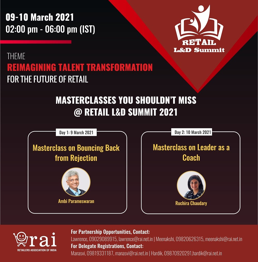 rai_india's tweet photo. Get access to exclusive masterclasses by industry experts at RAI’s first Retail L&D Summit.
Click here to register - https://t.co/N7s6wnCBrA
#Masterclass #RetailLearning #Learning #Development #Summit https://t.co/E9cUtcvrk3