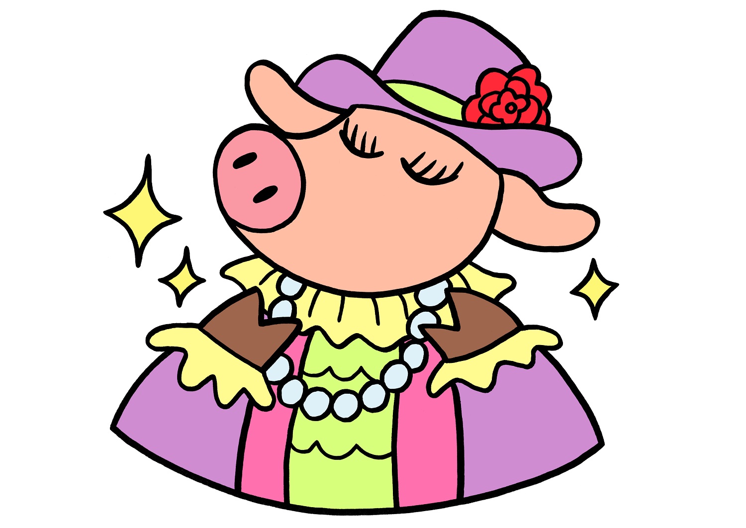 矢本マヒロ 今日のイラスト192 豚夫人の真珠 イラスト 絵 Illust Art 一日一絵 1日1絵 ブタ ぶた 豚 夫人 真珠 ネックレス キャラクター 豚に真珠 ことわざ T Co Txtt6x9bnk Twitter