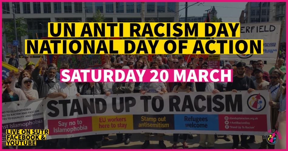 AntiRacismDay's tweet photo. Are you ready for #WorldAgainstRacism #NoRacismNoFascism day of action - to mark UN Anti Racism Day on Saturday 20 March #BlackLivesMatter #RefugeesWelcome supported @The_TUC 

https://t.co/zyvnPT0BXt https://t.co/pYjSocN4Wc