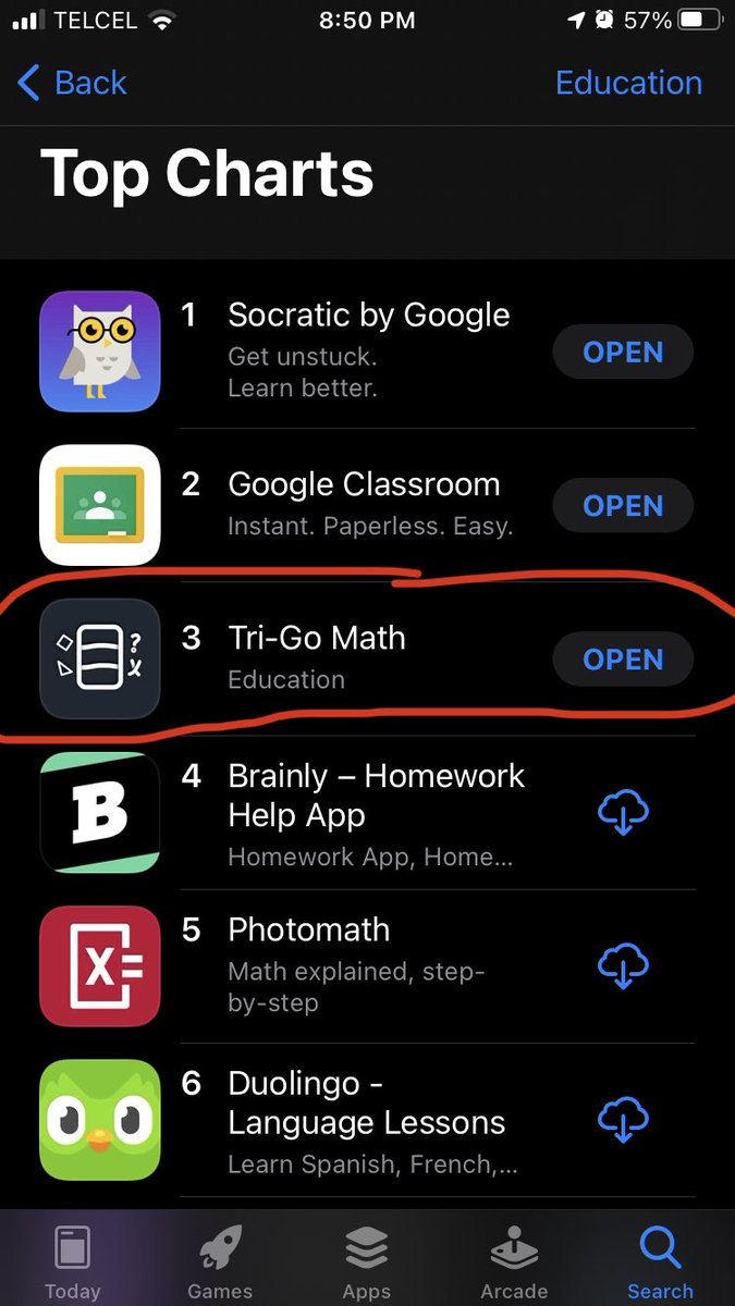 AlexApo26's tweet image. BANDA, Subi un tiktok y mi app de matematicas ahora esta en top 3 en educación🤯, Ayudenme a ganarle a google classroom, juntos podemos xD, la hice despues de el curso de flutter de @platzi 
@freddier
