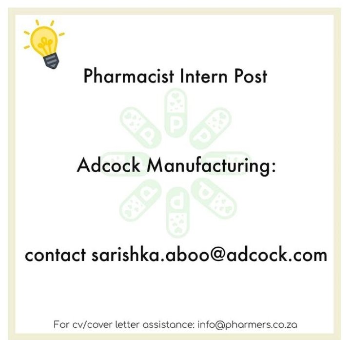 Some say sharing is caring. Here is a job opportunity shared by <a href="/PatriciaNgassam/">PHARMERS</a>. If you need assistance with CV writing, email info@pharmers.co.za