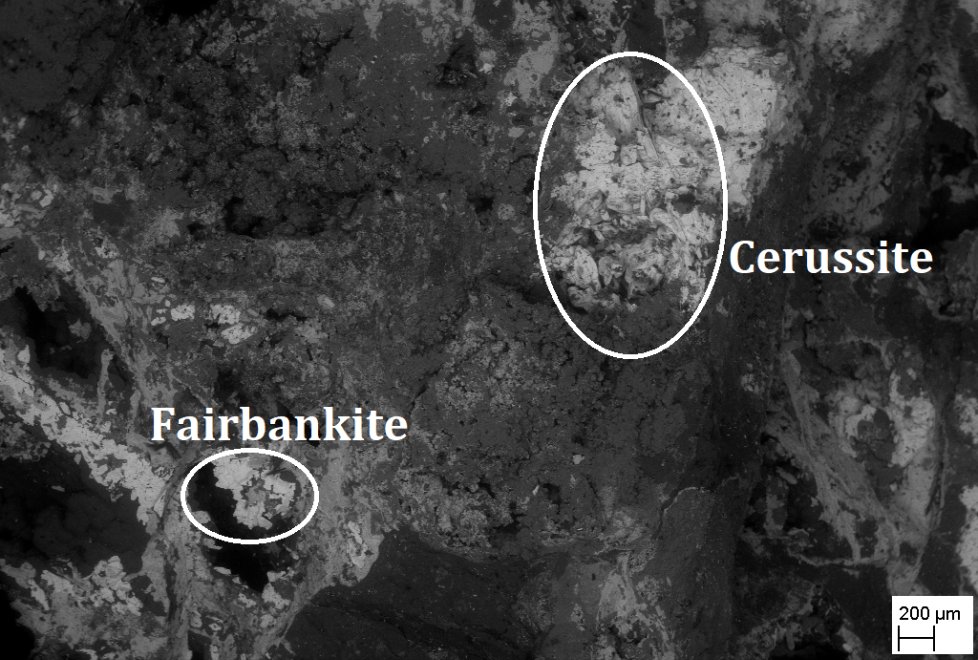 ...but  #MikeRumsey of the  @NHM_London carefully researched all possible type specimens of fairbankite and found some Pb-Te-O crystals using whole-rock SEM. We extracted these from the specimen for SXRD and EPMA work. 4/7