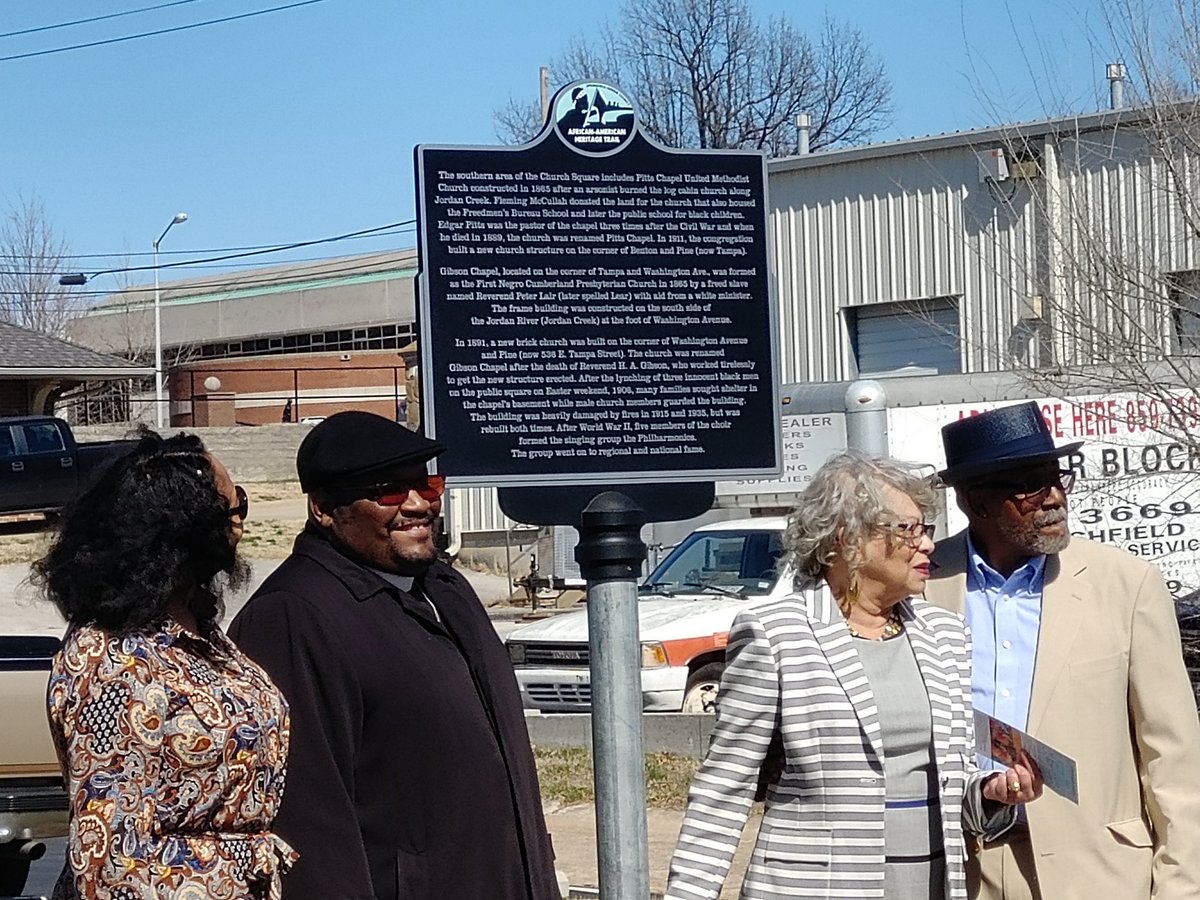 A new Springfield-Greene County African-American Heritage Trail marker honoring Pitts Chapel United Methodist Church and its longtime neighbor Gibson Chapel Presbyterian Church was dedicated on March 8, 2020, right before the COVID-19 shutdown.