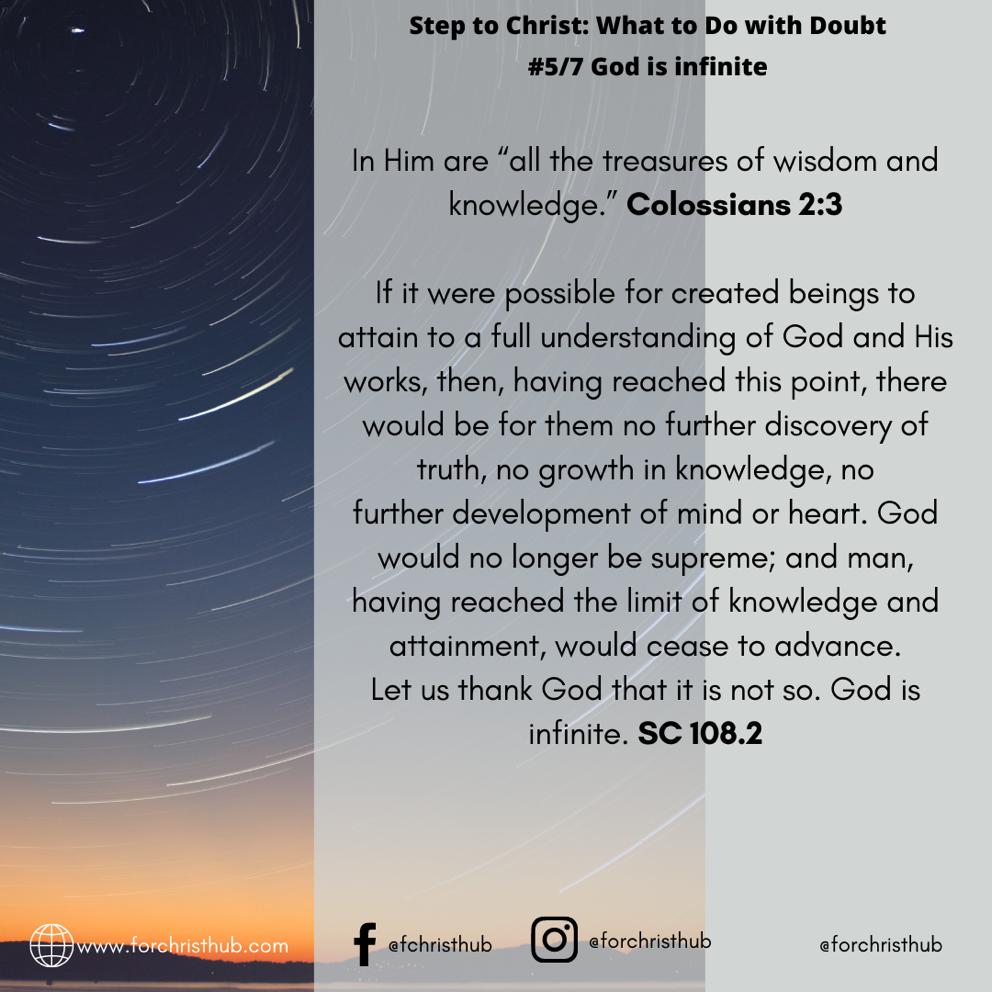 forchristhub's tweet photo. Steps To Christ Serie: #WhatToDoWithDoubt #GodIsInfinite https://t.co/jskrn6bxKc