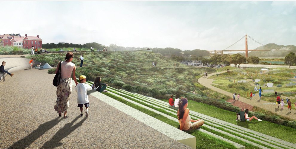 Over in the Presidio there's a new park being built on top of the new tunnels that lead to the Golden Gate Bridge. This should open this year  https://www.parksconservancy.org/projects/presidio-tunnel-tops