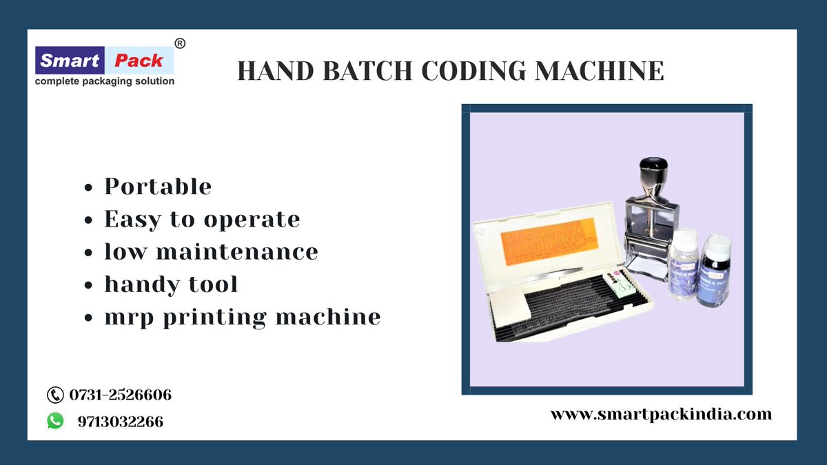 SmartPackIndia's tweet image. Hand Batch Coding Machine
These Manual Coding kits are like mini printing shop in your office or factory. Make your own instant rubber stamps whenever you need them.
#batchcoding #batchcoder #manualbatchcoder #batchcodingmachine #handbatchcoding #mrpprinter #expirydateprinter
