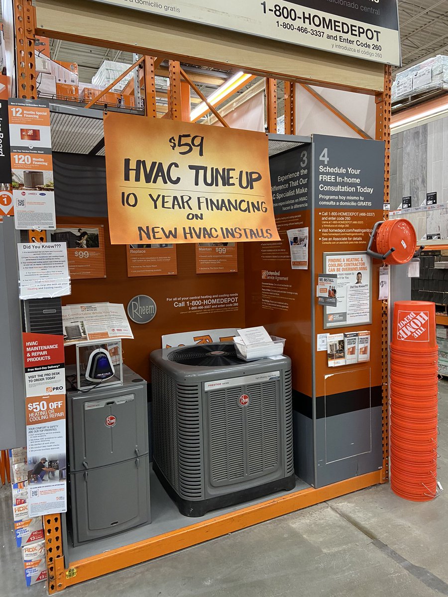 Why not let us take a crack at that HVAC!?!?! The Home Depot is running $59 tune ups! Looking for a new furnace to help you beat the heat??? You can get 120 month financing! Thats 10 years!!!!! #keepawaymrfrost #HVACATTACK #Gettunedup #Somuchfinancing