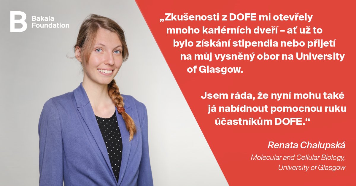 V rámci DOFE se nyní středoškoláci mohou připravovat na studium VŠ v zahraničí. Pomohou jim v tom mentoři #bakalacholar jako je třeba Renata. Připojte se na náš online inspirář 25. 2. a zjistěte, jak na to.
facebook.com/events/3728331…