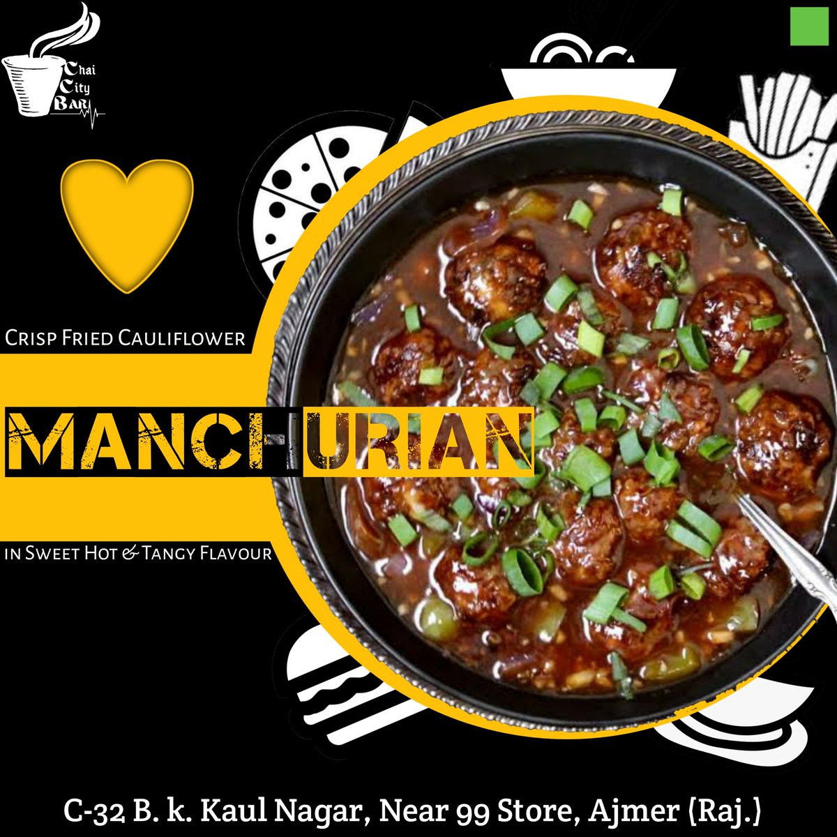 CHAICITYBAR1's tweet photo. #CCB
💕 Mann ko Chur le..vo Man-Churian Hota Hai 🤤🤤 Just go &amp; eat 😁🥰 because Mann + Chor = Manchurian 😍

Quotes Provided by - Kirti Kulkarni 🙏

#chaicitybar #foodblogger #cafe #indianfood #NewOpening #foodlover #fastfood #manchurian #ajmer https://t.co/j3CXnybsDy
