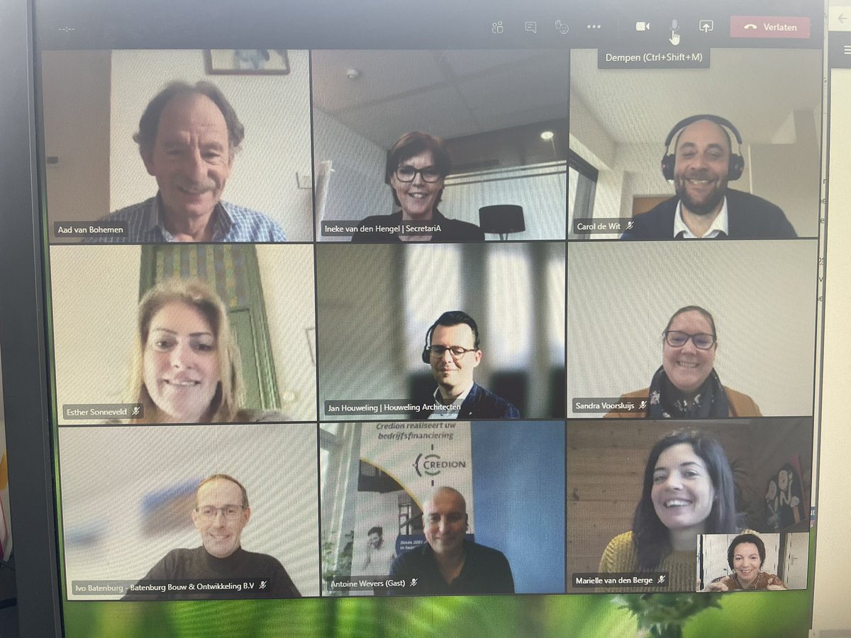 Gisteren namen 4 aspirant-bestuursleden deel aan de online bestuursvergadering. Ivo Batenburg van Batenburg Bouw, Sandra Voorsluis-den Hollander van Quinton,  Antoine Wevers van Credion en Inge Parren van Parren HR. Tijdens de komende ALV zullen zij zich uitgebreid voorstellen.