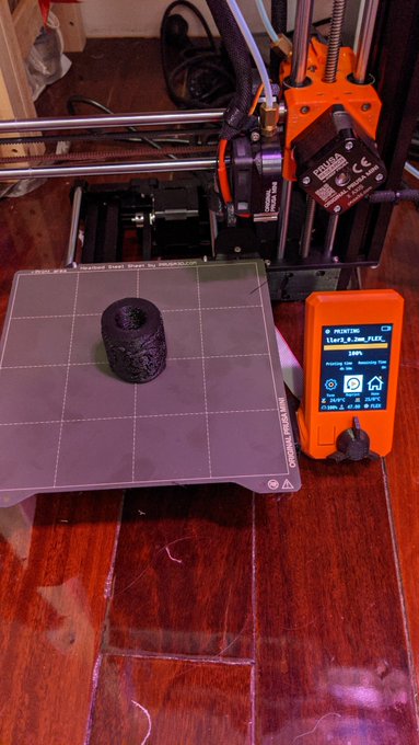 My first ever "successful" flexible filament print! Yay for the @Prusa3D Mini!   But uhh... Do flexibles<a href="/tag/3dprinting"class="tags"><span>#3dprinting</span></a>