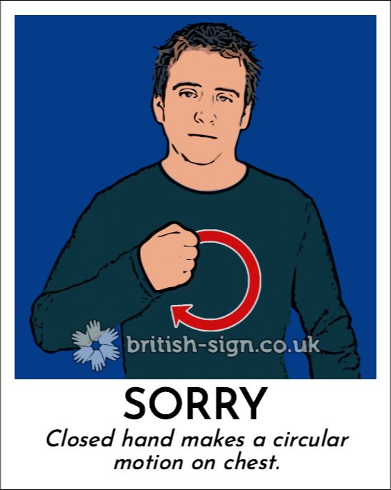 Today's #BritishSignLanguage sign is: SORRY - #BSL - learn sign language online at british-sign.co.uk