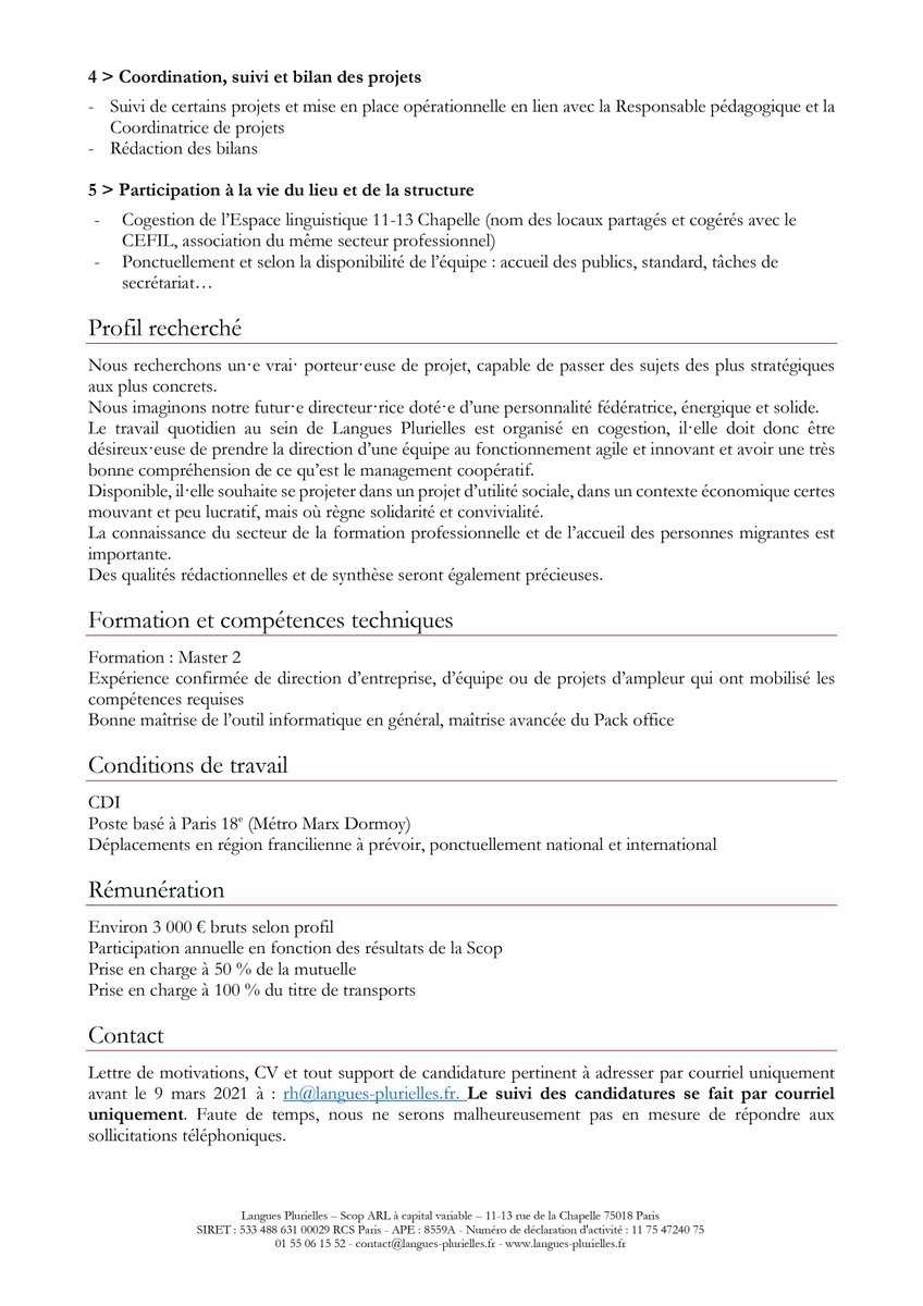[Recrutement]Langues Plurielles recherche son·sa nouveau·elle Directeur·rice !
Délai de candidature prolongé au 9 mars.