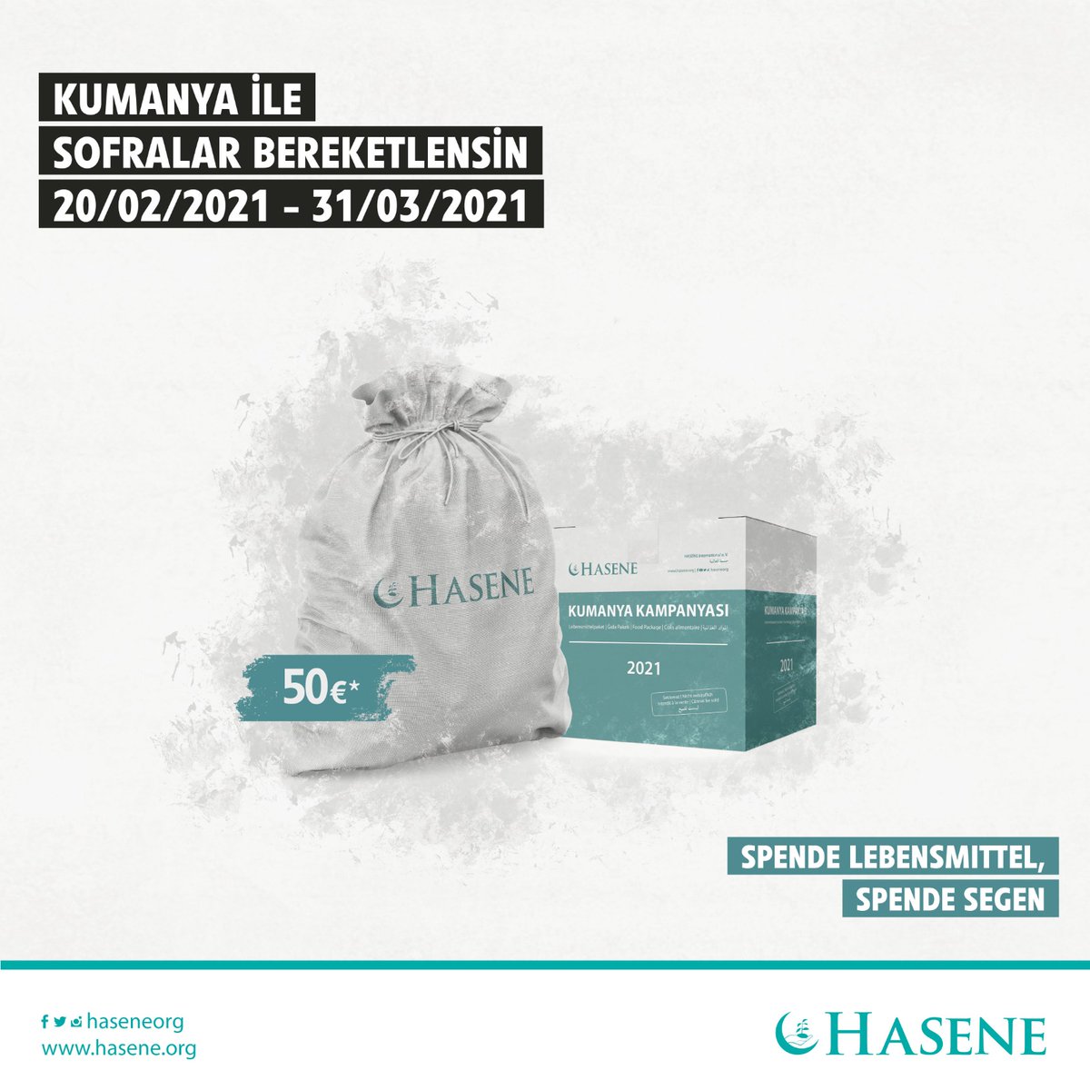🎁Kumanyalarımızla sofralar bereketlensin, mazlum ve mağdurların bu ramazan da yüzleri gülsün.

🕌Bağışlarınızı size yakın cemiyetimize veya Bölge Merkezine teslim edebilirsiniz.

🌐Online bağış için hasene.org